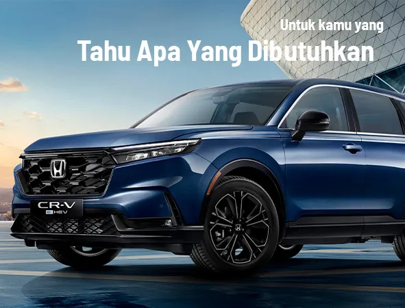Eksterior Honda CR-V HEV biru, menampilkan desain modern dan sporty.