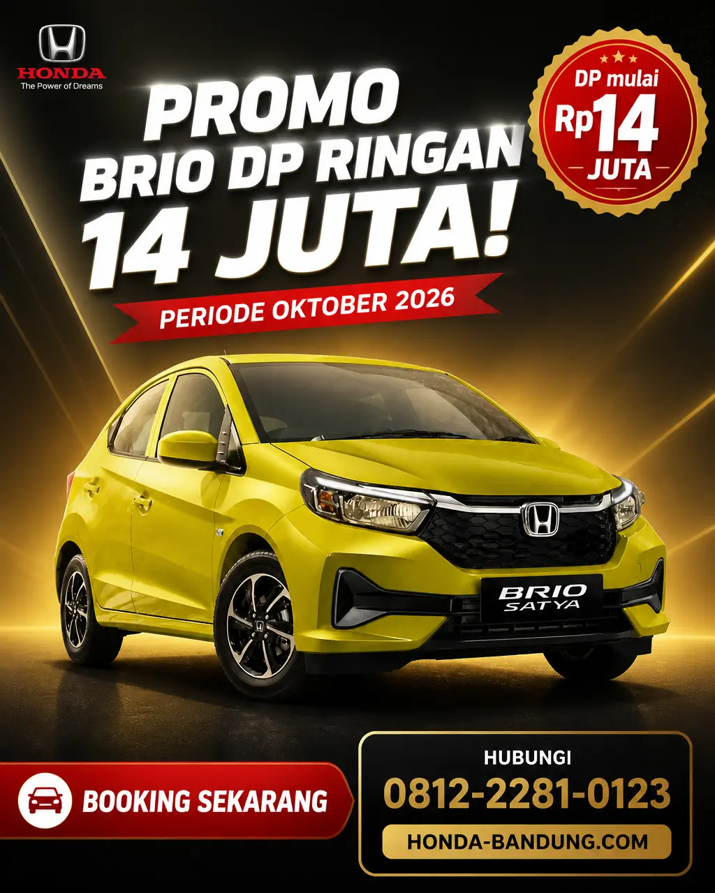 Promo Honda Brio DP Mulai 14 Juta: Sambut September Ceria di Honda Bandung!